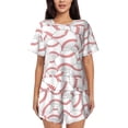 thumbnail image 1 of Bixox Women's Baseballs Printed Pajama Set 2 Piece Lounge Set Top and Shorts Soft Pajamas, Shorts with Pockets, 1 of 7