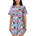 thumbnail image 1 of Bixox Women's Bees And Daisies Striped Printed Pajama Set 2 Piece Lounge Set Top and Shorts Soft Pajamas, Shorts with Pockets, 1 of 7