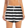 thumbnail image 1 of Bixox Women's Black And White Stripes pattern 2 in 1 Running Shorts - Lightweight Athletic Workout Gym Yoga Shorts Liner with Pockets - X-Large, 1 of 7