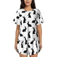 thumbnail image 1 of Bixox Women's Black Rabbit Printed Pajama Set 2 Piece Lounge Set Top and Shorts Soft Pajamas, Shorts with Pockets, 1 of 7