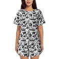 thumbnail image 1 of Bixox Women's Black White Halloween Printed Pajama Set 2 Piece Lounge Set Top and Shorts Soft Pajamas, Shorts with Pockets, 1 of 7