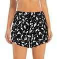 thumbnail image 1 of Bixox Women's Black White Leaves pattern 2 in 1 Running Shorts - Lightweight Athletic Workout Gym Yoga Shorts Liner with Pockets - Small, 1 of 7