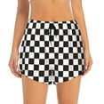 thumbnail image 1 of Bixox Women's Black and White Checkerboard pattern 2 in 1 Running Shorts - Lightweight Athletic Workout Gym Yoga Shorts Liner with Pockets - Large, 1 of 7