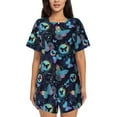 thumbnail image 1 of Bixox Women's Blue Butterfly Printed Pajama Set 2 Piece Lounge Set Top and Shorts Soft Pajamas, Shorts with Pockets, 1 of 7