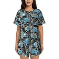 thumbnail image 1 of Bixox Women's Blue Excavator Printed Pajama Set 2 Piece Lounge Set Top and Shorts Soft Pajamas, Shorts with Pockets, 1 of 7