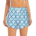thumbnail image 1 of Bixox Women's Blue Fish Scale Texture pattern 2 in 1 Running Shorts - Lightweight Athletic Workout Gym Yoga Shorts Liner with Pockets - Medium, 1 of 7