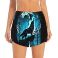 thumbnail image 1 of Bixox Women's Blue Full Moon Wolf pattern 2 in 1 Running Shorts - Lightweight Athletic Workout Gym Yoga Shorts Liner with Pockets - Small, 1 of 5
