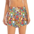 thumbnail image 1 of Bixox Women's Boho Cute Owls pattern 2 in 1 Running Shorts - Lightweight Athletic Workout Gym Yoga Shorts Liner with Pockets - Medium, 1 of 5