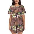 thumbnail image 1 of Bixox Women's Bottle Glass Red Wine Printed Pajama Set 2 Piece Lounge Set Top and Shorts Soft Pajamas, Shorts with Pockets, 1 of 7