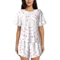 thumbnail image 1 of Bixox Women's Breast Cancer Awareness (4) Printed Pajama Set 2 Piece Lounge Set Top and Shorts Soft Pajamas, Shorts with Pockets, 1 of 7