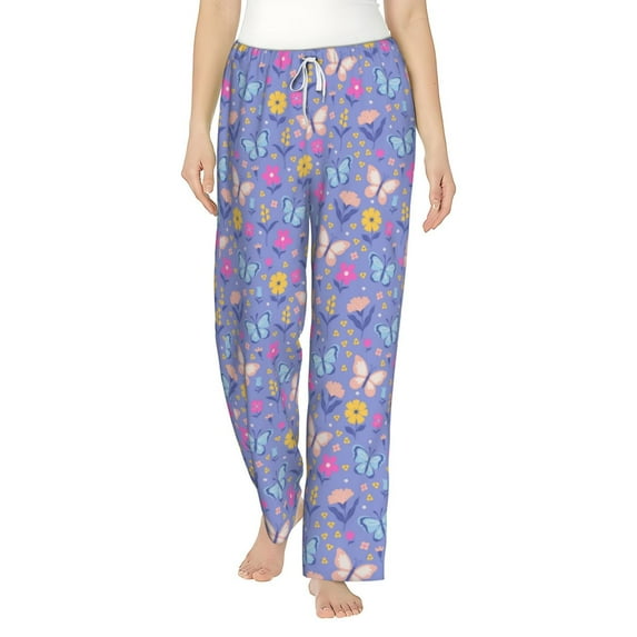 Bixox Women's Butterflies And Flowers Patterned Pajama Pants Loungewear