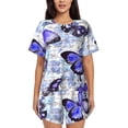 thumbnail image 1 of Bixox Women's Butterflies Printed Pajama Set 2 Piece Lounge Set Top and Shorts Soft Pajamas, Shorts with Pockets, 1 of 7