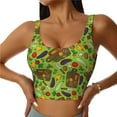 thumbnail image 1 of Bixox Women's Carrot Eggplant Pattern Fitness Navel Tank Top U-Back Yoga Tank Top Sweatshirt Sports Bra, 1 of 7