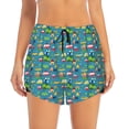 thumbnail image 1 of Bixox Women's Cars Transportation pattern 2 in 1 Running Shorts - Lightweight Athletic Workout Gym Yoga Shorts Liner with Pockets - Small, 1 of 5