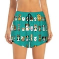 thumbnail image 1 of Bixox Women's Cartoon Dogs pattern 2 in 1 Running Shorts - Lightweight Athletic Workout Gym Yoga Shorts Liner with Pockets - Medium, 1 of 7