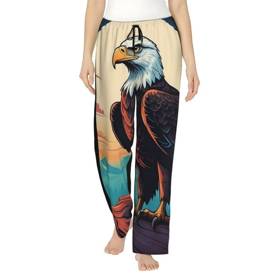 Bixox Women's Cartoon Iceberg Bald Eagle Patterned Pajama Pants Loungewear