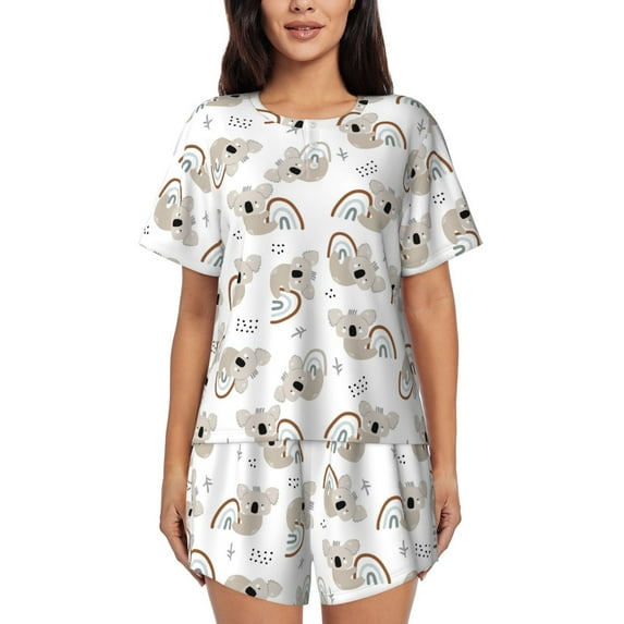 Bixox Women's Cartoon Koala Printed Pajama Set 2 Piece Lounge Set Top and Shorts Soft Pajamas, Shorts with Pockets