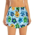 thumbnail image 1 of Bixox Women's Cartoon Monster pattern 2 in 1 Running Shorts - Lightweight Athletic Workout Gym Yoga Shorts Liner with Pockets - X-Large, 1 of 7