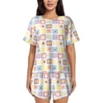 thumbnail image 1 of Bixox Women's Cat And Rabbit Printed Pajama Set 2 Piece Lounge Set Top and Shorts Soft Pajamas, Shorts with Pockets, 1 of 7