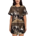 thumbnail image 1 of Bixox Women's Cat Family Printed Pajama Set 2 Piece Lounge Set Top and Shorts Soft Pajamas, Shorts with Pockets, 1 of 7