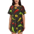 thumbnail image 1 of Bixox Women's Chili2 Printed Pajama Set 2 Piece Lounge Set Top and Shorts Soft Pajamas, Shorts with Pockets, 1 of 7