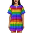 thumbnail image 1 of Bixox Women's Colorful Glitter Rainbow Printed Pajama Set 2 Piece Lounge Set Top and Shorts Soft Pajamas, Shorts with Pockets, 1 of 1