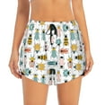 thumbnail image 1 of Bixox Women's Colorful Insects pattern 2 in 1 Running Shorts - Lightweight Athletic Workout Gym Yoga Shorts Liner with Pockets - Medium, 1 of 7