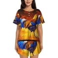 thumbnail image 1 of Bixox Women's Colorful Rooster Printed Pajama Set 2 Piece Lounge Set Top and Shorts Soft Pajamas, Shorts with Pockets, 1 of 7