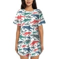 thumbnail image 1 of Bixox Women's Colorful Shark Printed Pajama Set 2 Piece Lounge Set Top and Shorts Soft Pajamas, Shorts with Pockets, 1 of 7