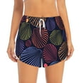 thumbnail image 1 of Bixox Women's Colorful Shells pattern 2 in 1 Running Shorts - Lightweight Athletic Workout Gym Yoga Shorts Liner with Pockets - Large, 1 of 7