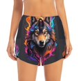 thumbnail image 1 of Bixox Women's Colorful Wolf Head pattern 2 in 1 Running Shorts - Lightweight Athletic Workout Gym Yoga Shorts Liner with Pockets - XX-Large, 1 of 5