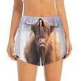 thumbnail image 1 of Bixox Women's Cow pattern 2 in 1 Running Shorts - Lightweight Athletic Workout Gym Yoga Shorts Liner with Pockets - Large, 1 of 7