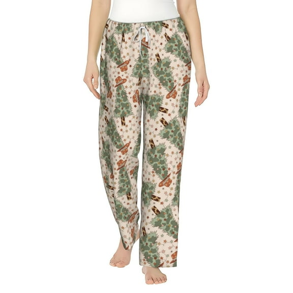 Bixox Women's Cowboy Christmas Trees Patterned Pajama Pants Loungewear