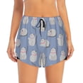 thumbnail image 1 of Bixox Women's Cute Fat Cat pattern 2 in 1 Running Shorts - Lightweight Athletic Workout Gym Yoga Shorts Liner with Pockets - Large, 1 of 7