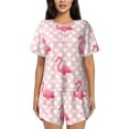 thumbnail image 1 of Bixox Women's Cute Flamingo with Heart Printed Pajama Set 2 Piece Lounge Set Top and Shorts Soft Pajamas, Shorts with Pockets, 1 of 7