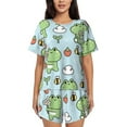 thumbnail image 1 of Bixox Women's Cute Floral Frog Printed Pajama Set 2 Piece Lounge Set Top and Shorts Soft Pajamas, Shorts with Pockets, 1 of 7