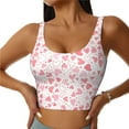 thumbnail image 1 of Bixox Women's Cute Hand Drawn Hearts Pattern Fitness Navel Tank Top U-Back Yoga Tank Top Sweatshirt Sports Bra, 1 of 7