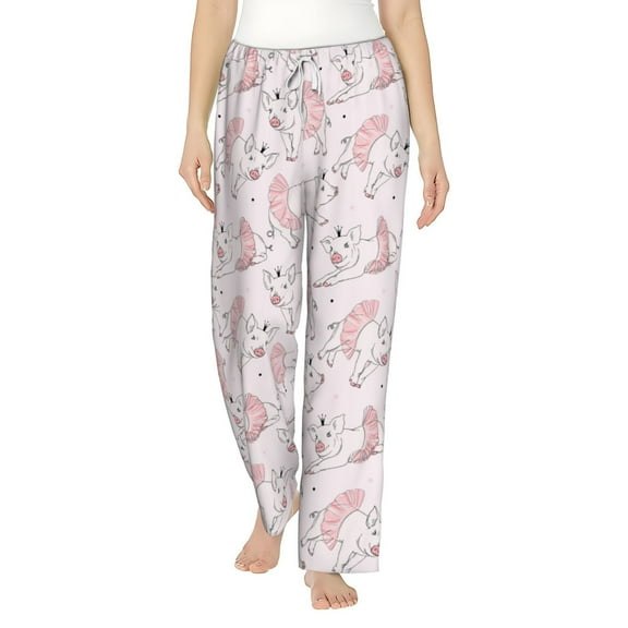 Bixox Women's Cute Piggy Ballerina Patterned Pajama Pants Loungewear
