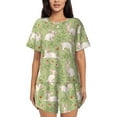 thumbnail image 1 of Bixox Women's Cute Rabbit And Flower Printed Pajama Set 2 Piece Lounge Set Top and Shorts Soft Pajamas, Shorts with Pockets, 1 of 7