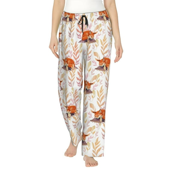 Bixox Women's Cute Sleepy Fox Patterned Pajama Pants Loungewear