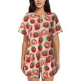 thumbnail image 1 of Bixox Women's Cute Strawberry Printed Pajama Set 2 Piece Lounge Set Top and Shorts Soft Pajamas, Shorts with Pockets, 1 of 7