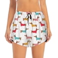 thumbnail image 1 of Bixox Women's Dachshund Dog Puppy pattern 2 in 1 Running Shorts - Lightweight Athletic Workout Gym Yoga Shorts Liner with Pockets -, 1 of 7