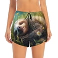 thumbnail image 1 of Bixox Women's Daisy Sleeping Sloth pattern 2 in 1 Running Shorts - Lightweight Athletic Workout Gym Yoga Shorts Liner with Pockets - XX-Large, 1 of 5