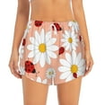 thumbnail image 1 of Bixox Women's Daisy and Ladybug pattern 2 in 1 Running Shorts - Lightweight Athletic Workout Gym Yoga Shorts Liner with Pockets - Small, 1 of 7