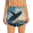 thumbnail image 1 of Bixox Women's Dancing Whale pattern 2 in 1 Running Shorts - Lightweight Athletic Workout Gym Yoga Shorts Liner with Pockets - Large, 1 of 5