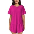 thumbnail image 1 of Bixox Women's Darkmagenta Printed Pajama Set 2 Piece Lounge Set Top and Shorts Soft Pajamas, Shorts with Pockets, 1 of 7