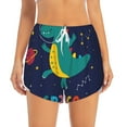 thumbnail image 1 of Bixox Women's Dinosau Space Explorer pattern 2 in 1 Running Shorts - Lightweight Athletic Workout Gym Yoga Shorts Liner with Pockets - Large, 1 of 7