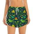 thumbnail image 1 of Bixox Women's Dinosaurs and Tropical Leaves and Flowers pattern 2 in 1 Running Shorts - Lightweight Athletic Workout Gym Yoga Shorts Liner with Pockets - Large, 1 of 7