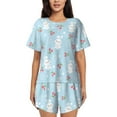 thumbnail image 1 of Bixox Women's Easter Rabbit Printed Pajama Set 2 Piece Lounge Set Top and Shorts Soft Pajamas, Shorts with Pockets, 1 of 7