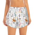 thumbnail image 1 of Bixox Women's Fall Rabbit pattern 2 in 1 Running Shorts - Lightweight Athletic Workout Gym Yoga Shorts Liner with Pockets - Large, 1 of 7